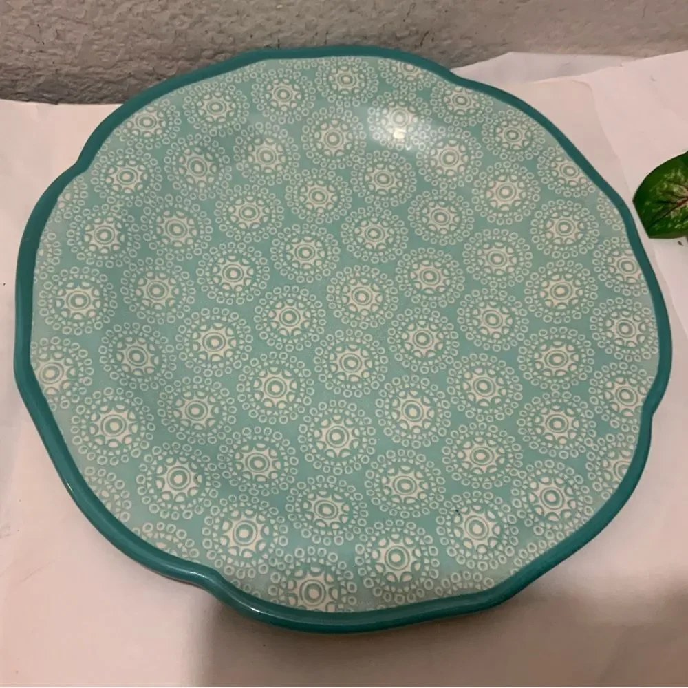 Pioneer Woman Teal Hyacinth dinner plate 10 3/4” G15